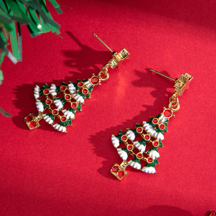 Christmas tree diamond gemstone earrings sequin personality earrings