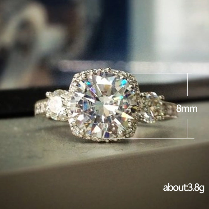 Platinum zircon ring wedding anniversary gift