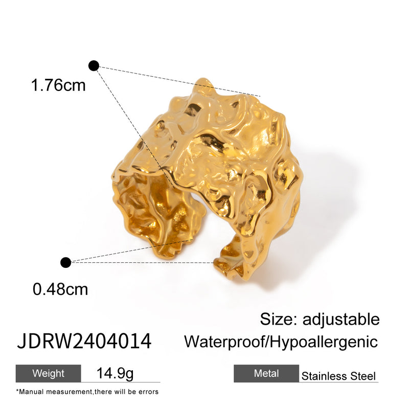 18k gold stainless steel exaggerated open ring