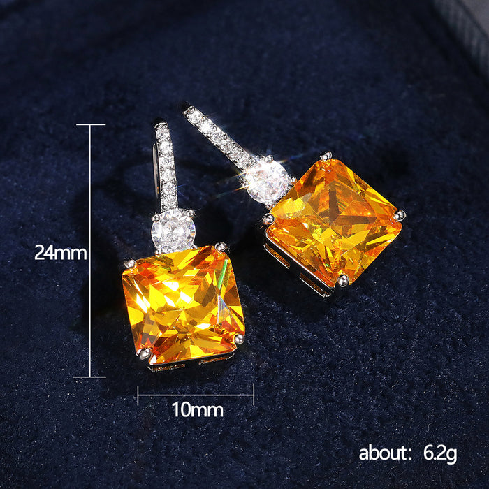 Pendientes de diamantes amarillos con forma de flor de hielo