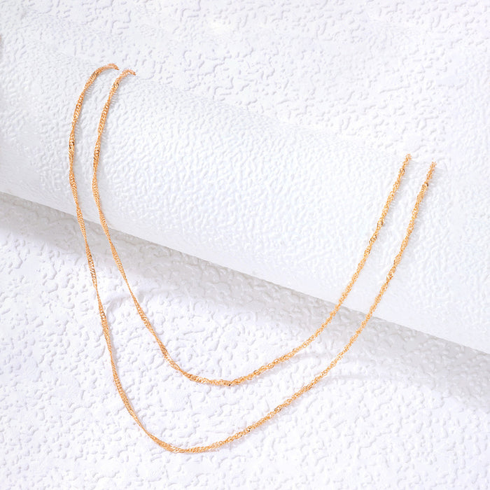 Simple Chain Double-Layer Necklace - Geometric Multilayer Necklace