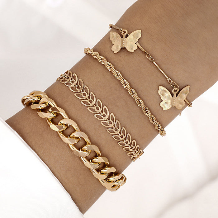 Chunky Chain Bracelet Set - Four-Piece Minimalist Jewelry