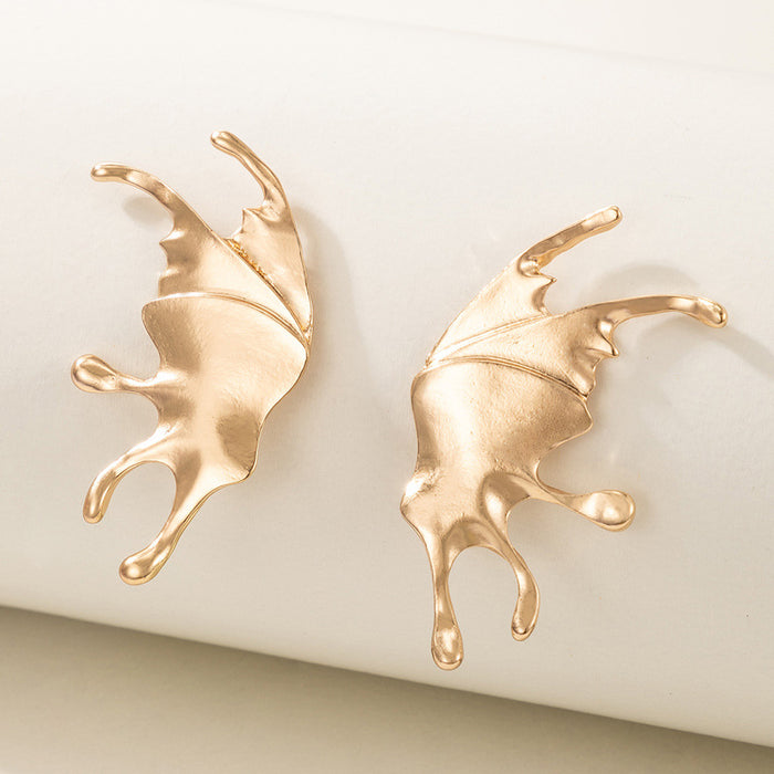 Butterfly Wings Geometric Gold Stud Earrings