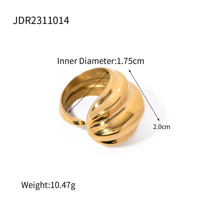 Adjustable 18K Gold Plated Stainless Steel Ring with Hollow Design