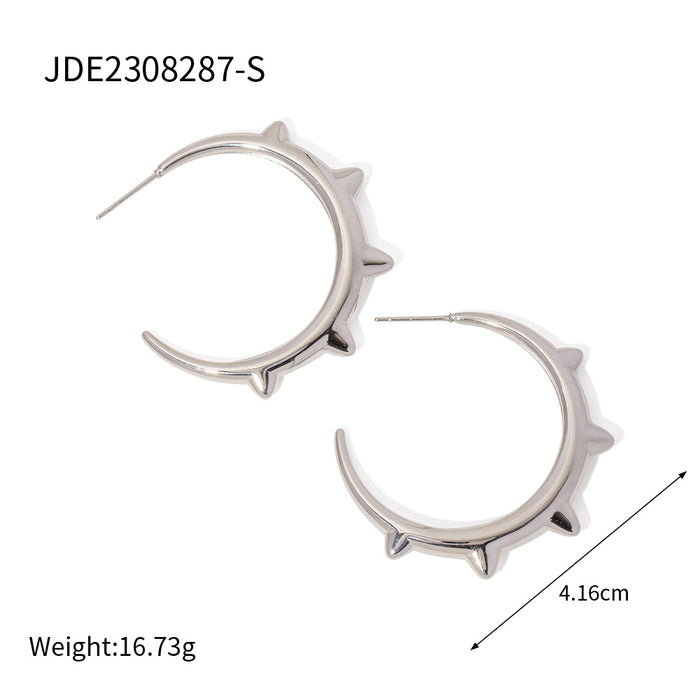 Designer 8K Gold Stainless Steel Rivet C-Shaped Earrings - 2023 New Trendy Titanium Steel Earrings for Women