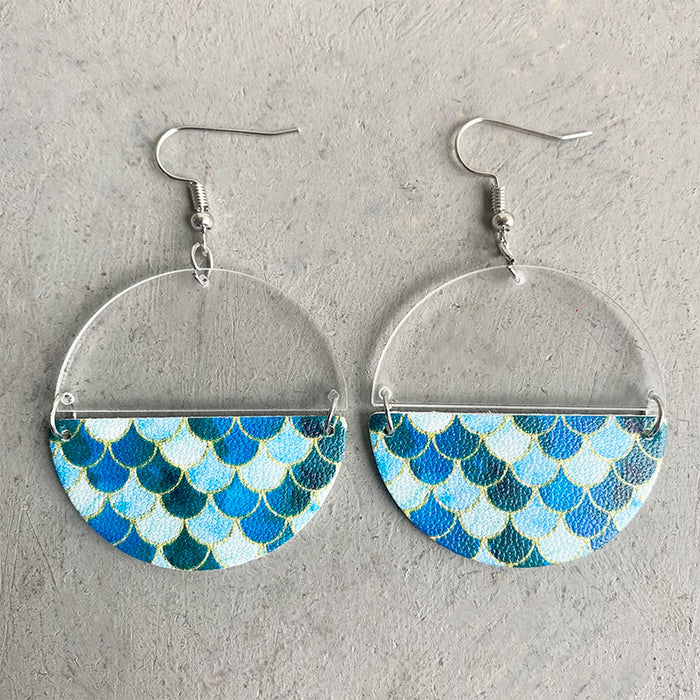 Elegant Mermaid-Pattern Acrylic Earrings - Minimalist Design for All Genders