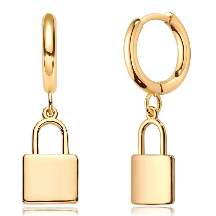 Lock shape earrings for women trendy earrings geometric pattern jewelry