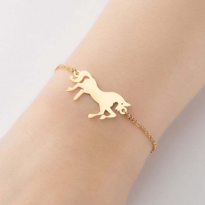 Unicorn pendant bracelet, niche design stainless steel animal bracelet wholesale