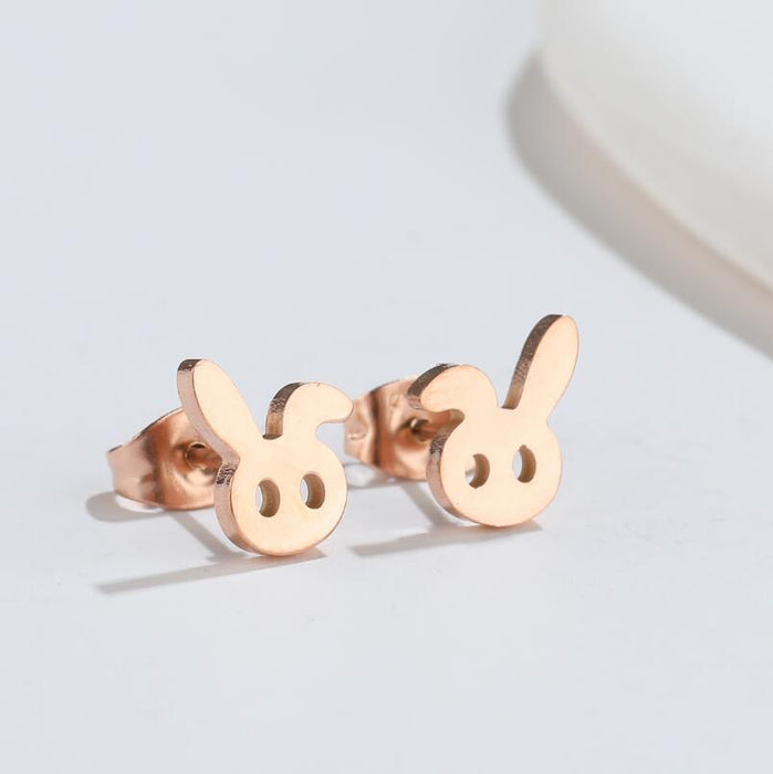 Rabbit Stainless Steel Stud Earrings - Cute and Playful Animal Jewelry