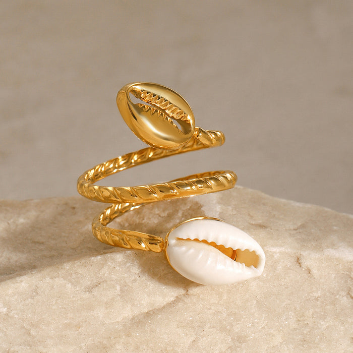 Stainless Steel Shell Asymmetrical Open Ring