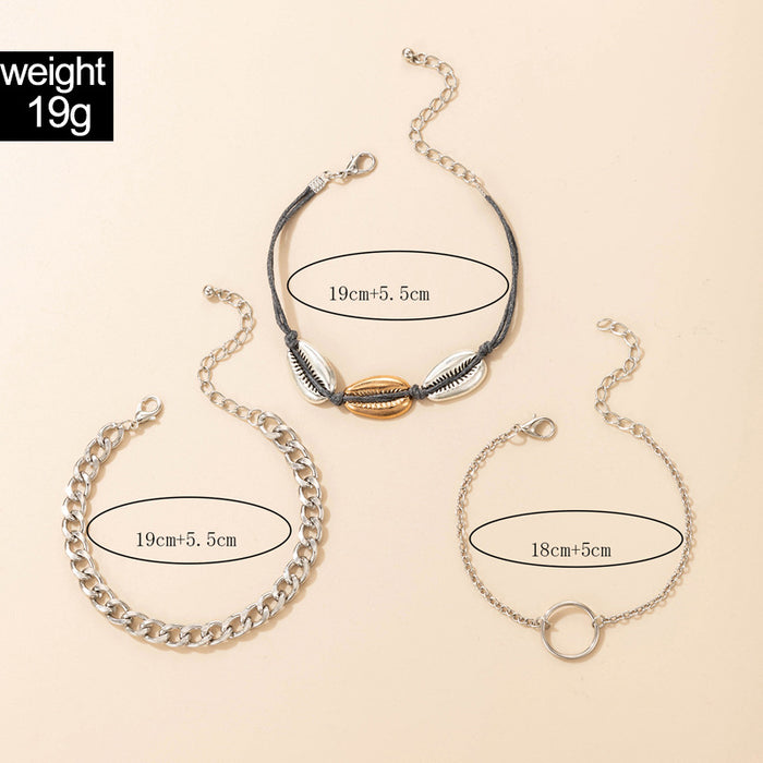 Cold Wind Beach Metal Shell Bracelet - Ins Style Bracelet Three-Piece Set