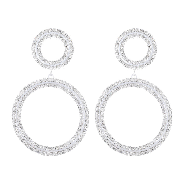 Double Circle Rhinestone Earrings - Trendy S925 Silver Needle Dangles for a Chic Look