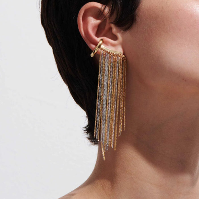 Stainless steel tassel earrings niche ear bone clip titanium steel earrings