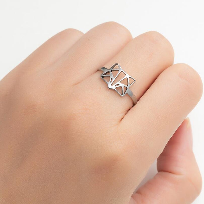 Geometric animal ring, stainless steel simple open ring wholesale