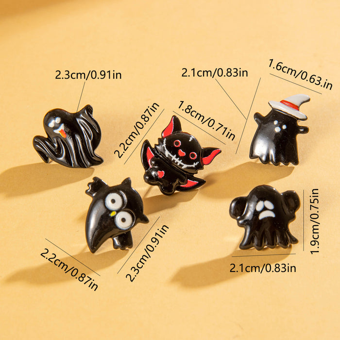 Halloween cartoon fun owl earrings dark bat ghost earrings for women