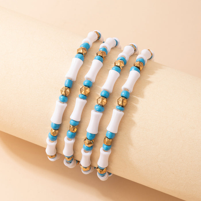 Bamboo Bead Multi-Layer Bracelet - Geometric Minimalist Bracelet Set