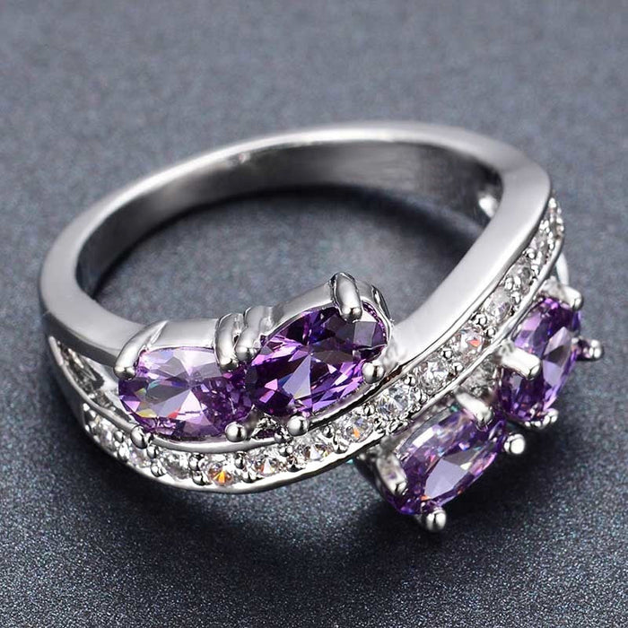 Purple zircon ring light luxury aristocratic temperament accessories