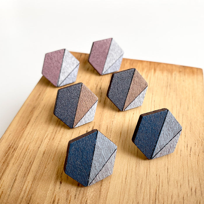 Wooden polygonal earrings