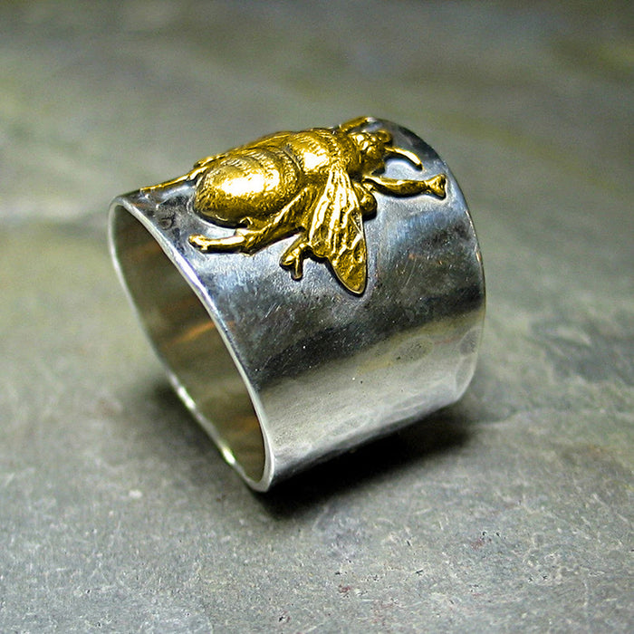 Hammer pattern two-color animal ring insect pattern wide version men and women index finger ring