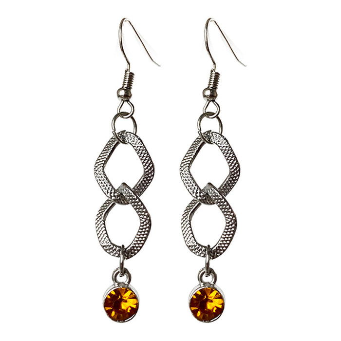 Minimalist Geometric Metal Earrings with Colorful Zircon Pendant - wallojewerly 