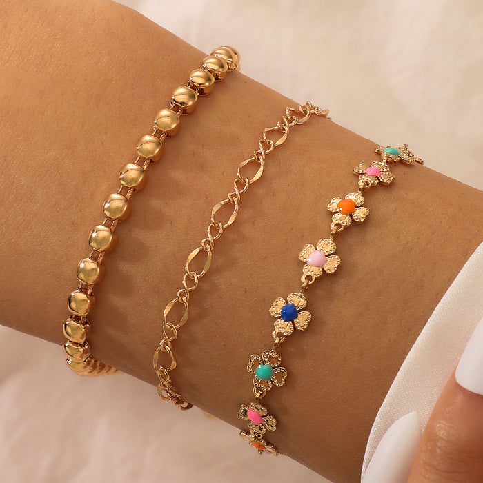 Bohemian Style Floral Bracelet Set - Amazon Colorful Flower Chain Collection