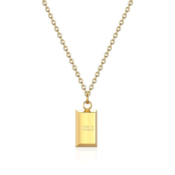 Small gold brick clavicle necklace, niche simple temperament necklace