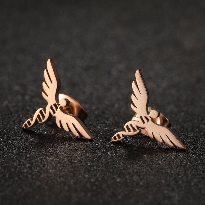 Angel Wing Stainless Steel Stud Earrings - Luxurious Goddess-Inspired Jewelry