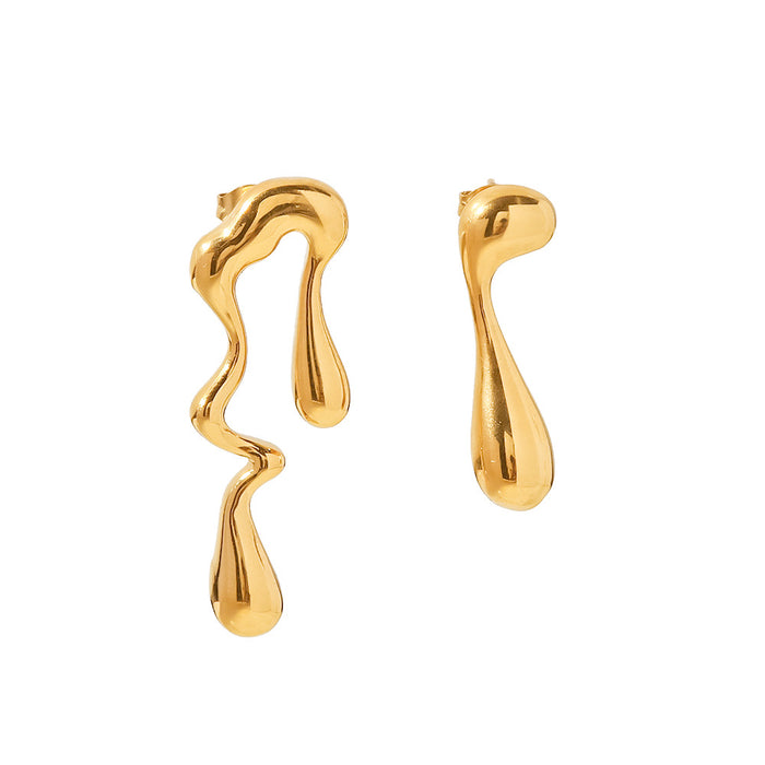 Pendientes geométricos de corazón de acero inoxidable bañados en oro de 18 quilates: joyas elegantes para mujeres