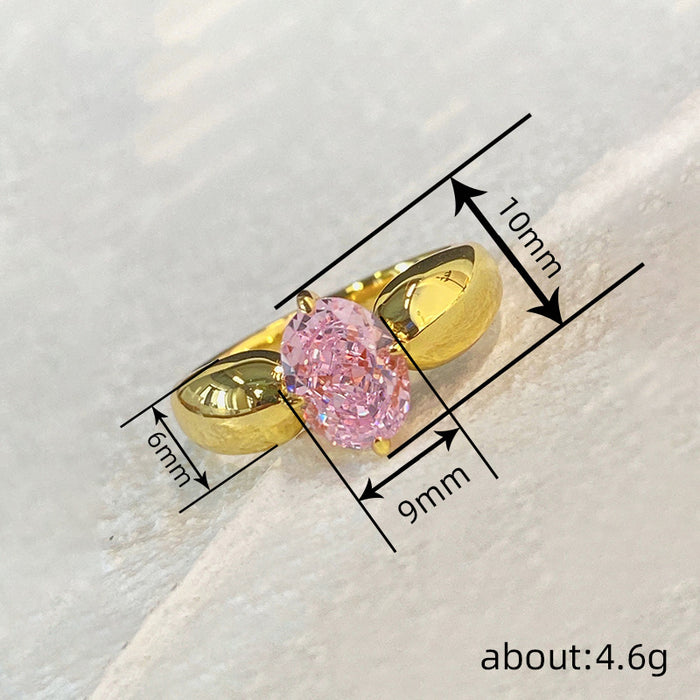 Zircon pink princess fairy ring for women, elegant and sweet