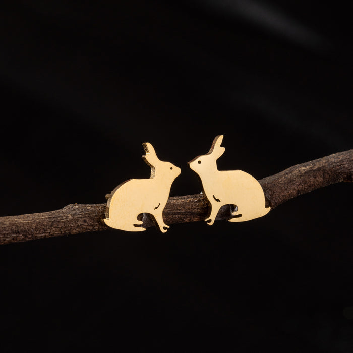 Rabbit Zodiac Stainless Steel Stud Earrings - Adorable and Playful Animal Jewelry