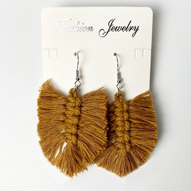 Bohemian Tassel Earrings with Wooden Design for Wedding and Gifts