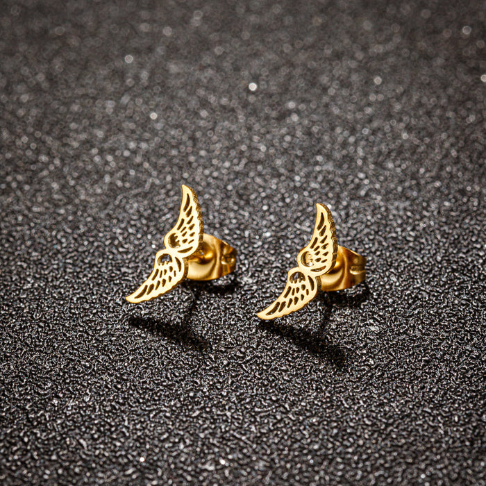 Pendientes de acero inoxidable con forma de alas de ángel: joyas elegantes y femeninas para mujer