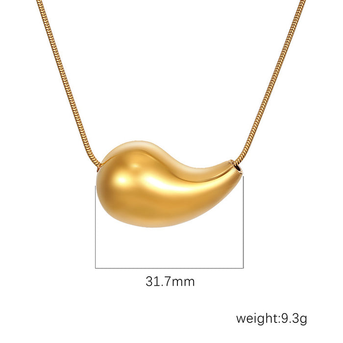 Hollow water drop pendant necklace, European and American light luxury stainless steel jewelry