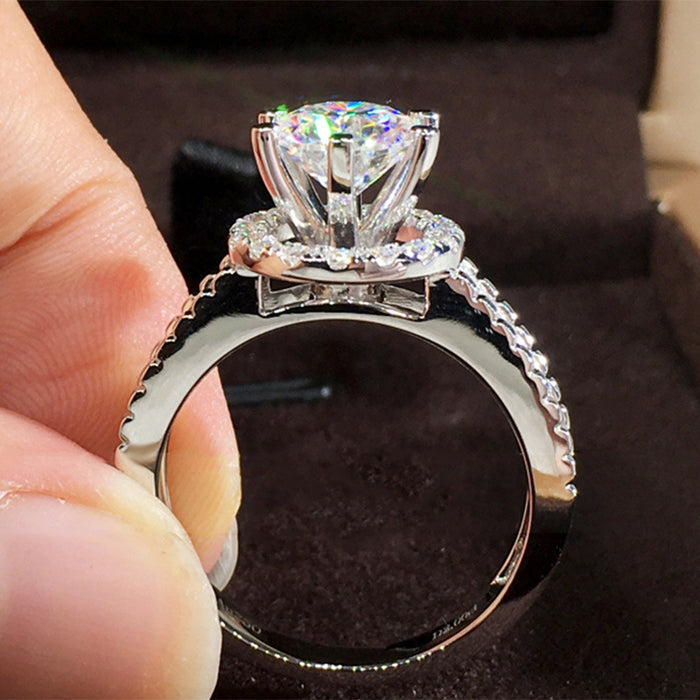 Classic round diamond ring fashionable zircon wedding ring