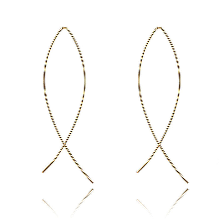 Simple cross metal earrings geometric line earrings