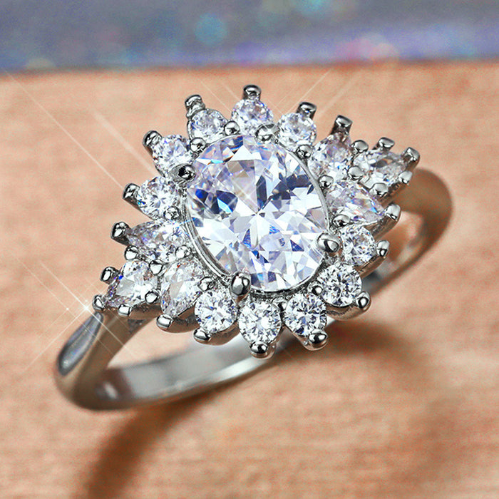 Micro-inlaid zircon sunflower ring wedding bride dinner wear