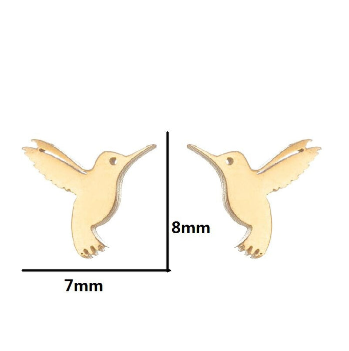 Bird Design Stainless Steel Stud Earrings - Cute and Playful Animal Jewelry for Nature Lovers