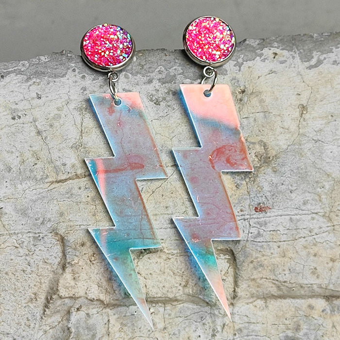 Acrylic gradual change lightning earrings