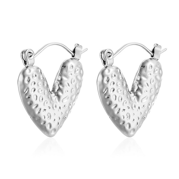 Liquid heart-shaped earrings, Internet celebrity personality 18K stainless steel earrings wholesale