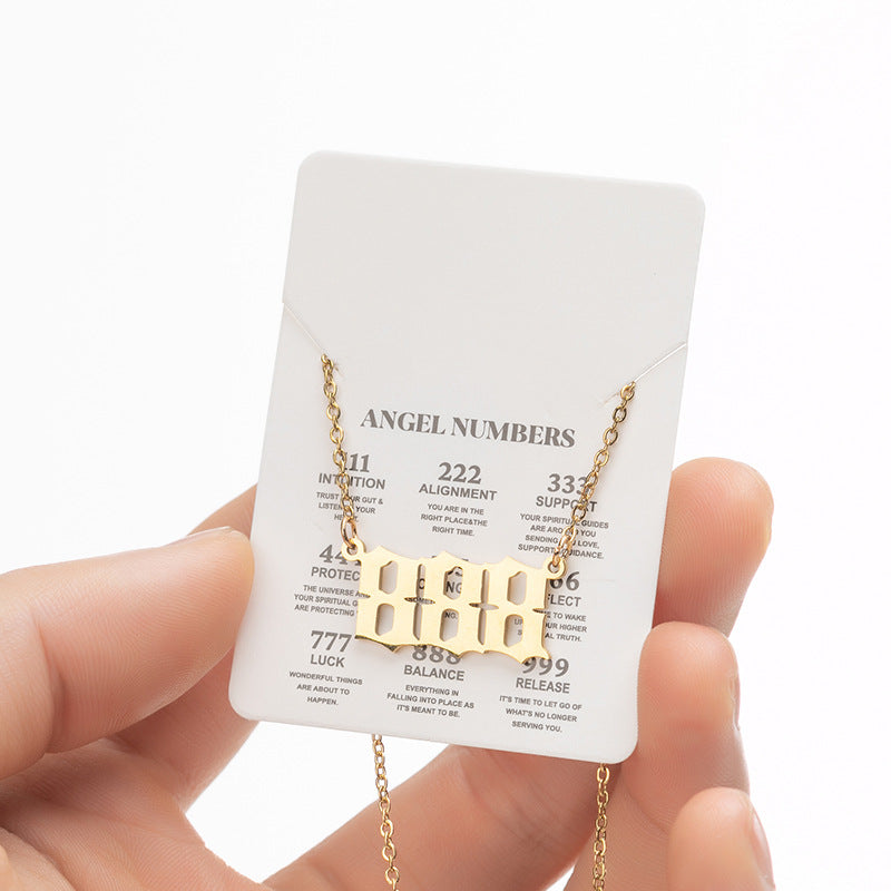 Angel Number Sweater Chain, Vintage 000-999 Stainless Steel Pendant Necklace Wholesale - wallojewerly 