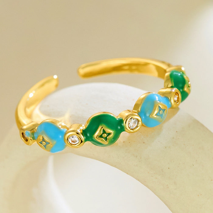 Wholesale copper dripping flower open rings