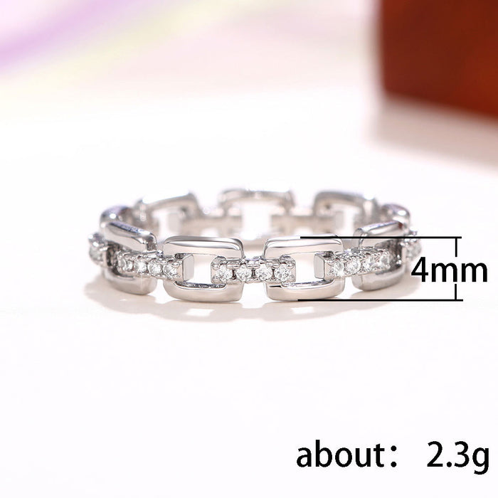 Chain-shaped zircon ring for women, elegant internet celebrity index finger ring jewelry