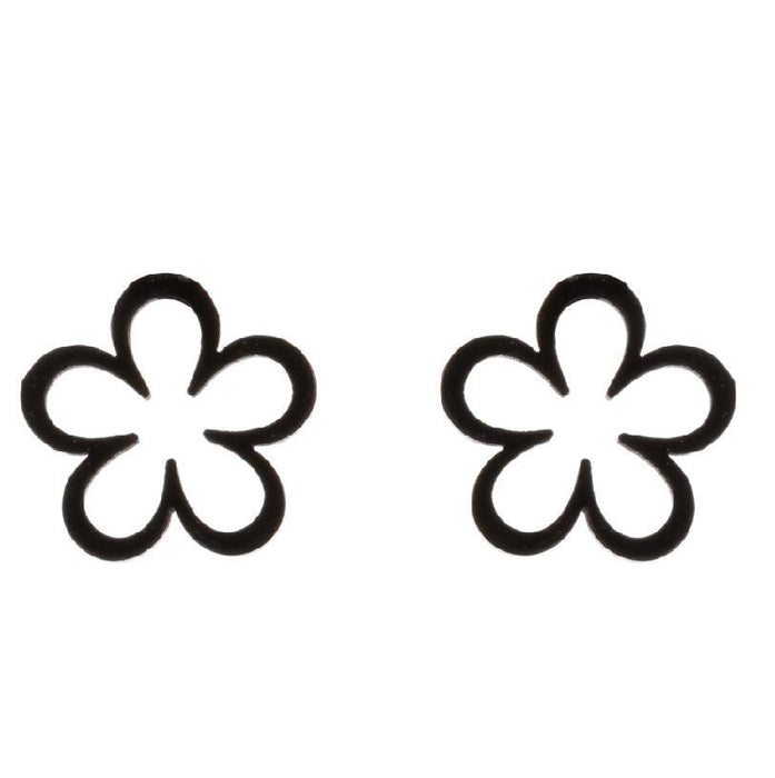 Floral Hollow Stainless Steel Stud Earrings - French-Style Vintage Jewelry - wallojewerly 