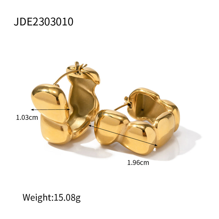 European 18K Gold-Plated Handmade Earrings - Non-Fading Stainless Steel Jewelry for Women