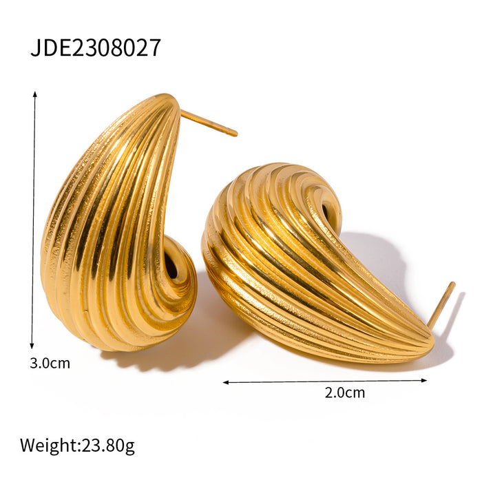 18K Gold Plated Stainless Steel C-Shape Earrings - Fashionable Jewelry