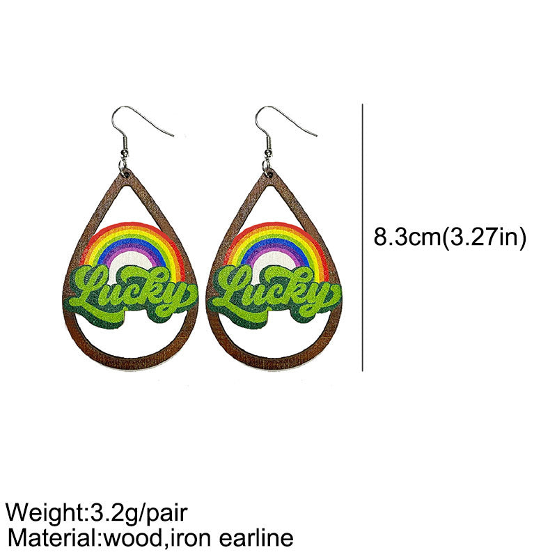 Wooden St. Patrick's Day earrings