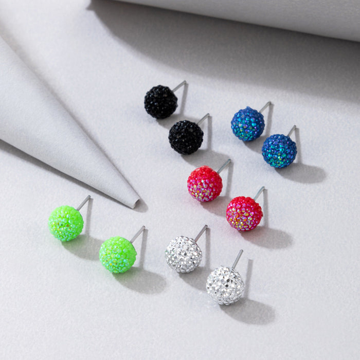 Colorful shiny round bead earrings fashionable and simple earrings