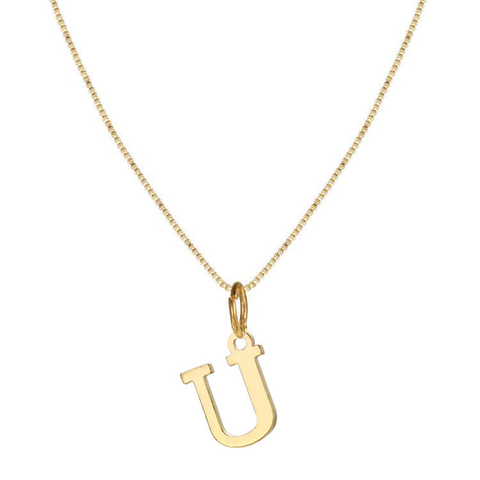 Gold alloy 26 English letter necklace - wallojewerly 