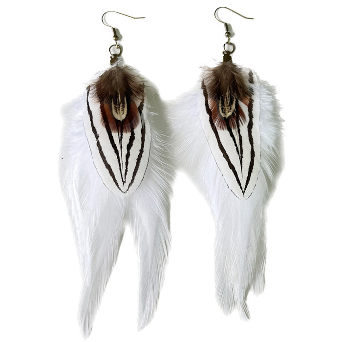 Natural Feather Earrings with Exotic White Elegant Wedding Style