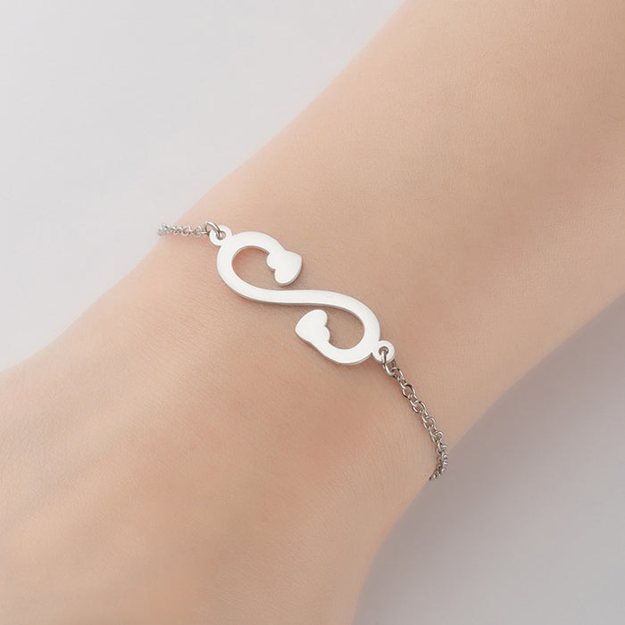 Hollow geometric love pendant bracelet, simple fashion jewelry wholesale